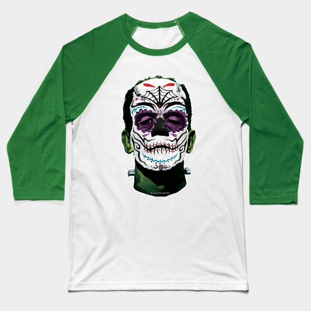 Day of the Dead Monster Baseball T-Shirt by pentoolarts